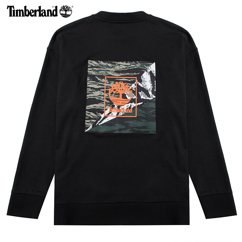 Timberland添柏岚卫衣男春夏户外休闲宽松毛圈保暖袋鼠口袋套头衫A245Q A27FR001/黑色
