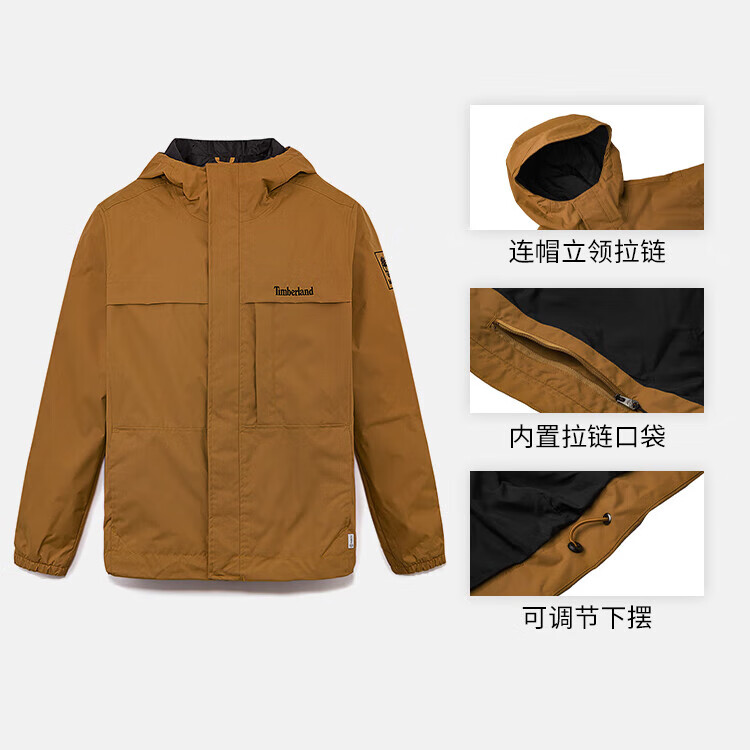 Timberland添柏岚冲锋衣男外套秋冬户外徒步登山休闲防风防水工装夹克A695W A695WEH2/深小麦色