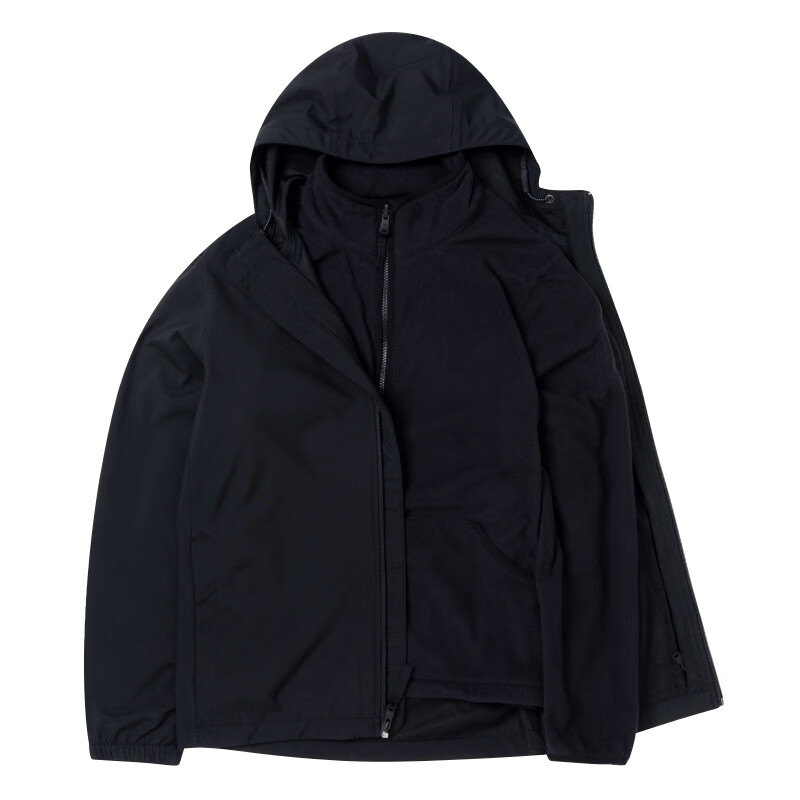 Timberland添柏岚外套男秋冬户外徒步登山套装防风保暖三合一夹克A4512 A4512001/黑色