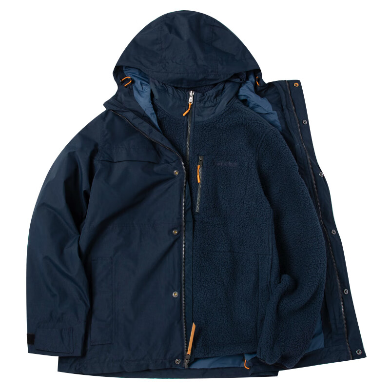 添柏岚（Timberland）外套男装秋冬户外旅行登山服防风防水冲锋衣三合一夹克A696H A696H433/蓝色