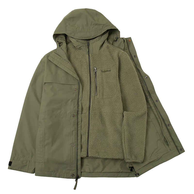 添柏岚（Timberland）外套男装秋冬户外旅行登山服防风防水冲锋衣三合一夹克A696H A696H590/卡塞尔绿色