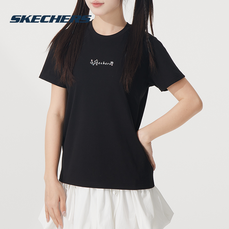 斯凯奇（Skechers）女装 25夏季新款透气亲肤T恤户外运动训练服P225W304-03K8