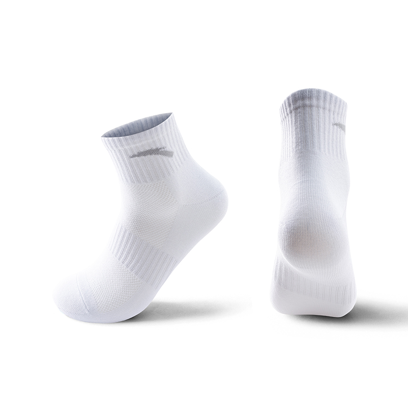 安踏透气全棉中袜男女弹力运动袜耐磨不易变形袜子192527331-2