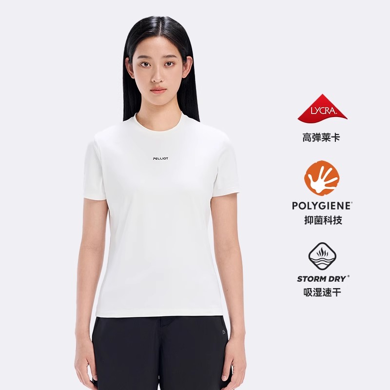 伯希和户外速干T恤女抑菌透气运动半袖吸汗百搭休闲短袖打底衣125215048
