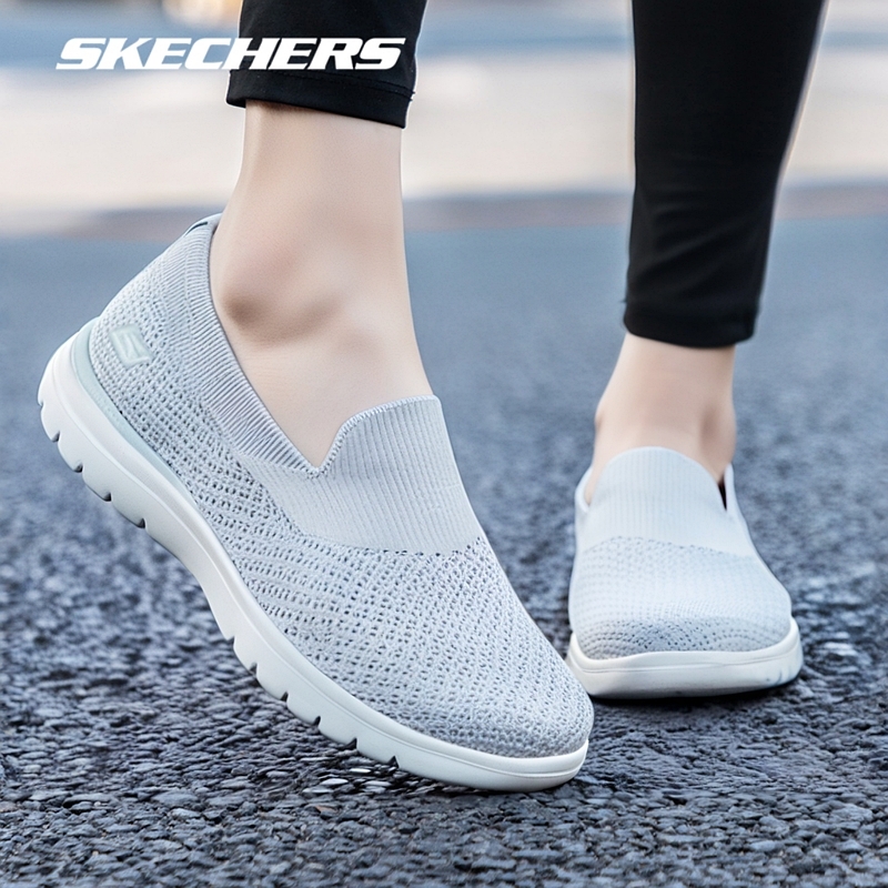 斯凯奇官方旗舰店女鞋夏季新款一脚蹬穿脱健步鞋网面透气休闲鞋138270-LTGY